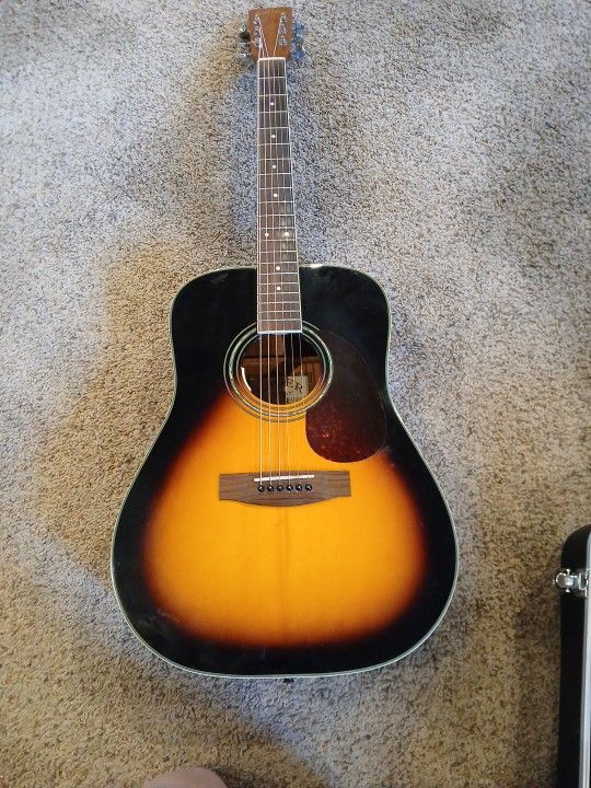 Zager EZ-Play Acoustic Guitar w/ Case & Clip On Tuner