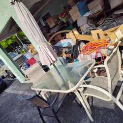 Outside Patio Furniture And Two Chairs With Umbrella