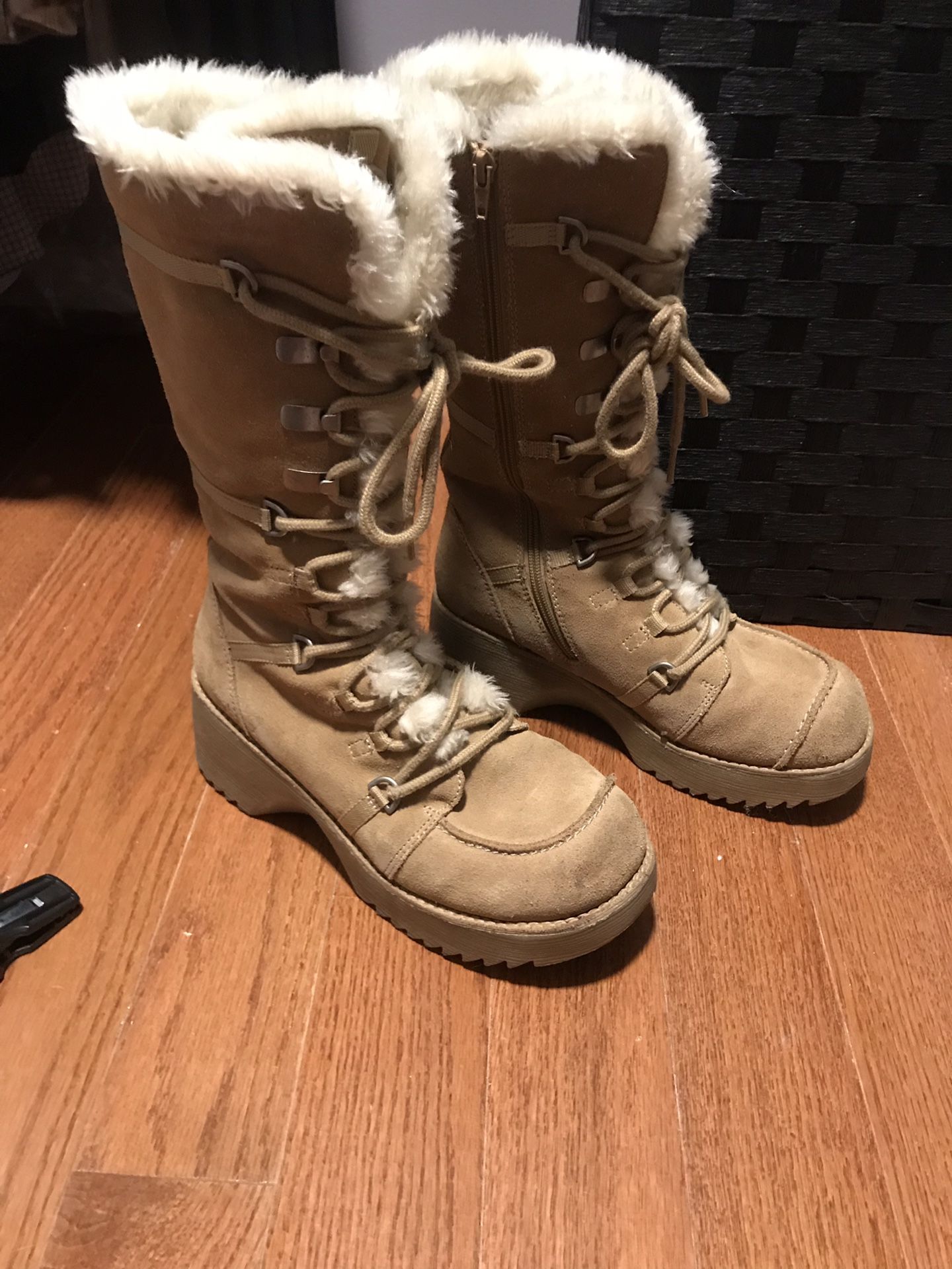 Womens military style knee high winter boots