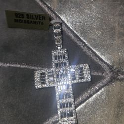 Silver Moissanite Cross