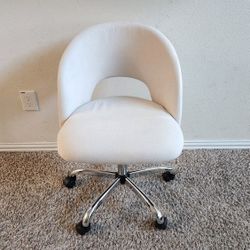 Vanilla Fabric Upholstered Open Back Small Office Chair for Teens and Adults