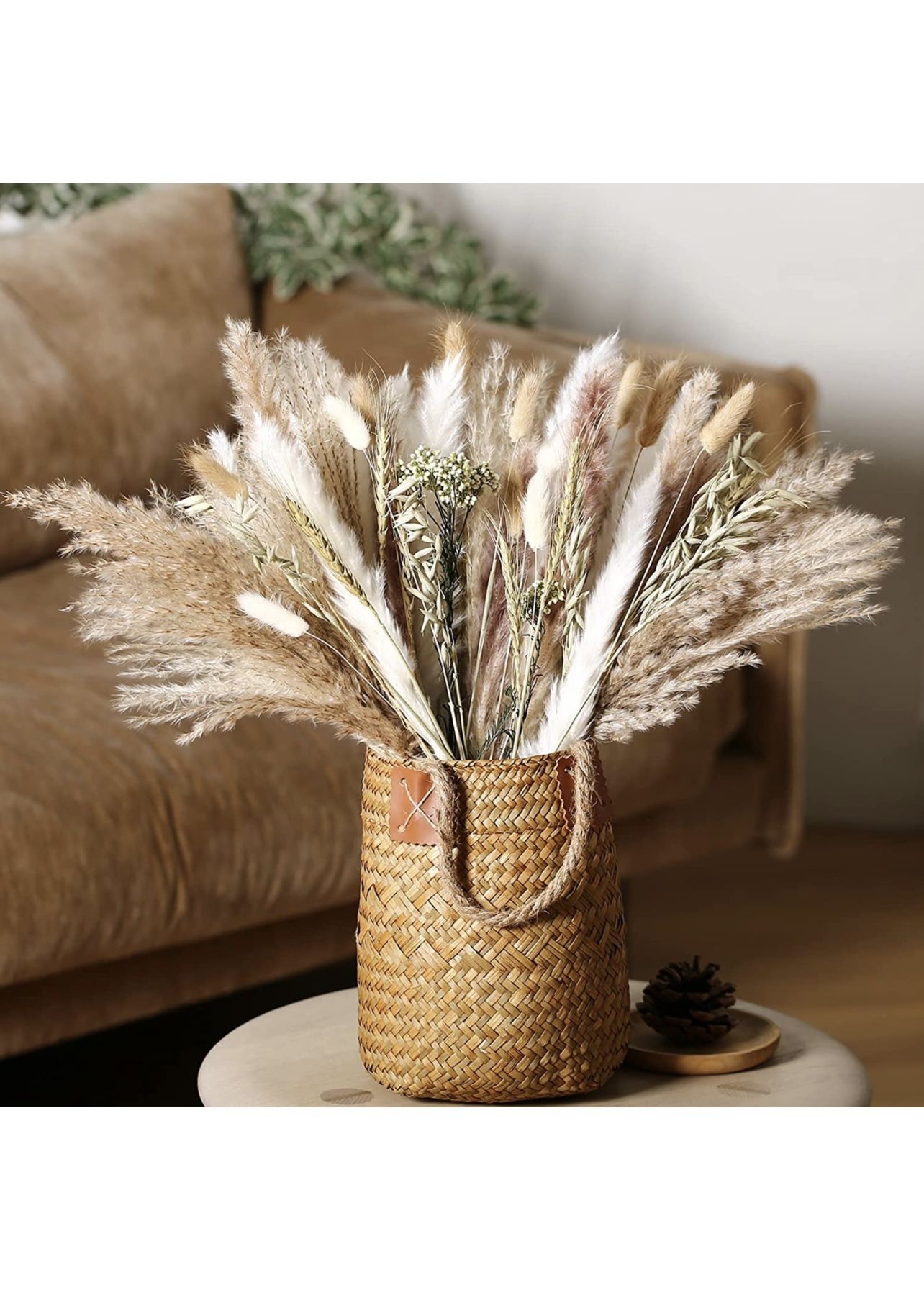 Pampas Grass, 81PCS 17.5" Dried Pampas Grass Decor, Dried Flowers for Vase, Boho Flowers Bouquet for Wedding Floral Arrangements Home Decorations 009(