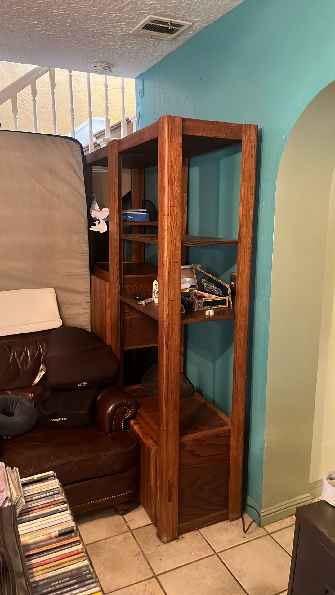 Large oak shelving unit