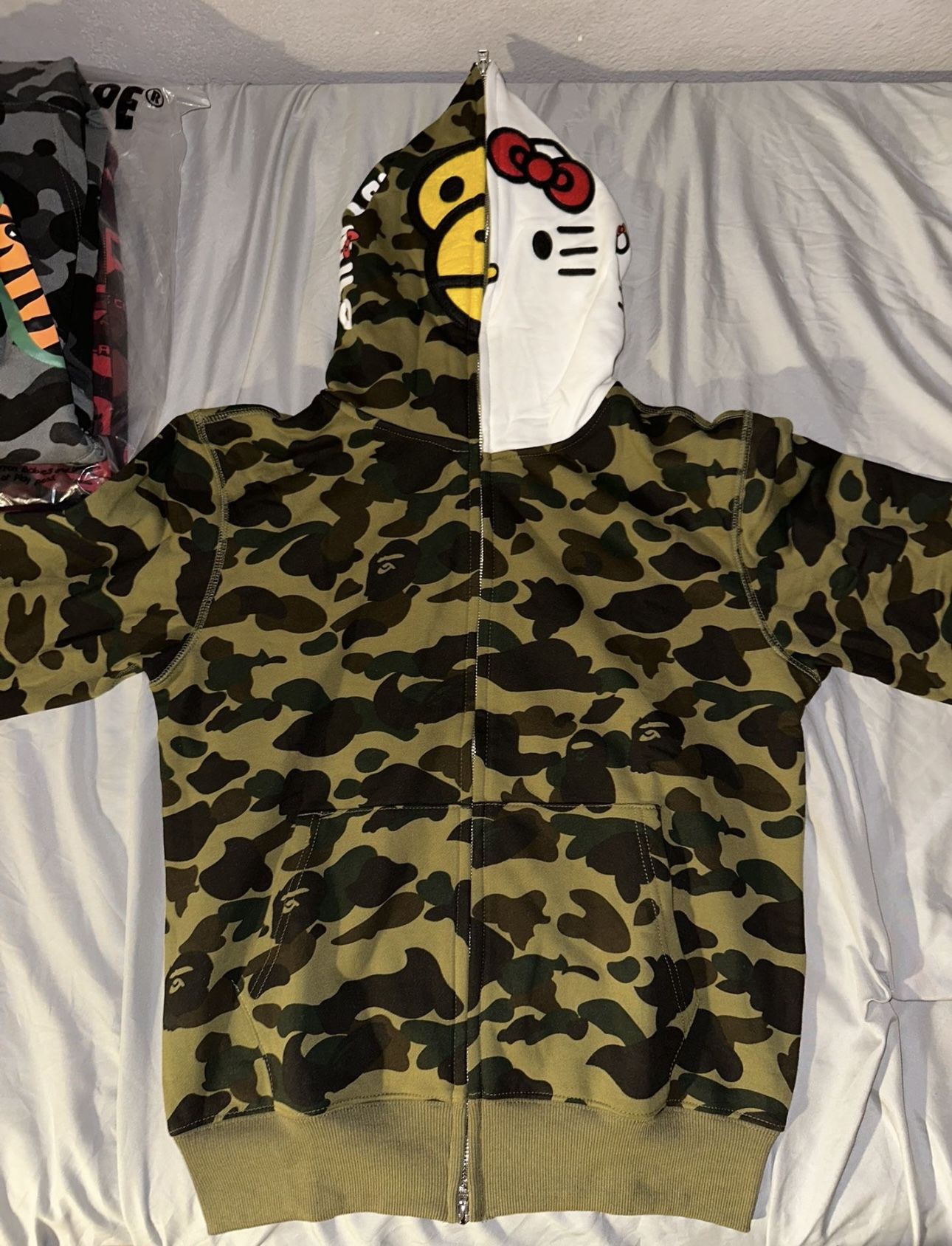 BAPE Sanrio Milo Hello Kitty Split Face 1st Camo Full Zip Hoodie 