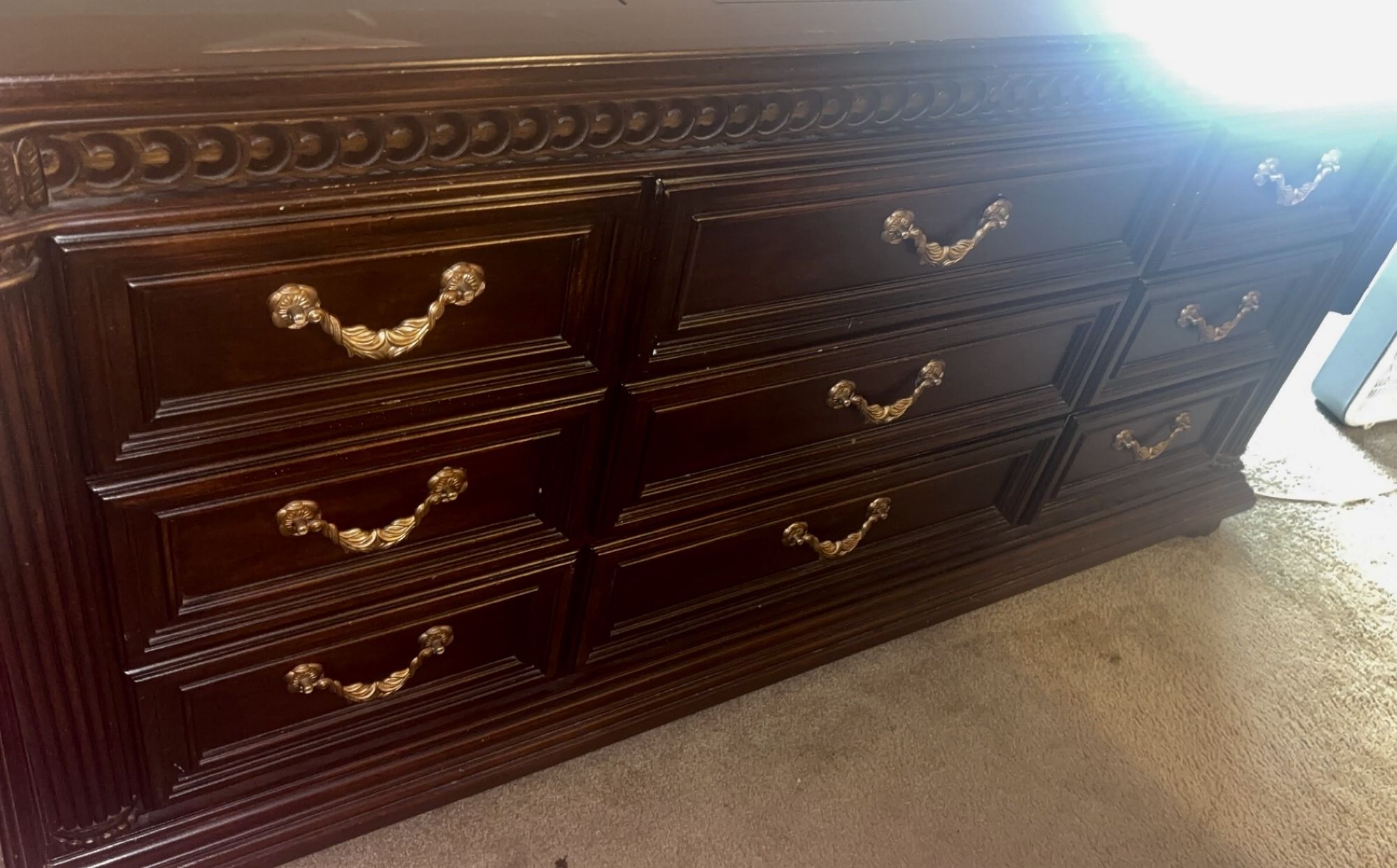 American Signature Dresser Mirror And Bed Queen Collection Set