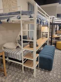 Full OverTwin Workstation Bunk Bed AVAILABLE Blanck & White