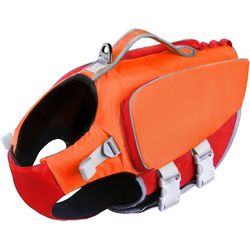 ThinkPet Dog Life Jacket Harness Life Jacket for Small Medium Large Dog Reflective (XL Orange Red)