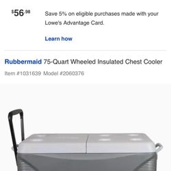 Rubbermaid 75 quart Cooler