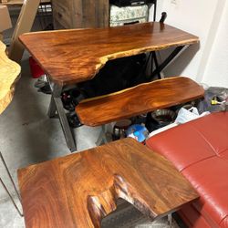 Dining Table Set Living Edge Wood