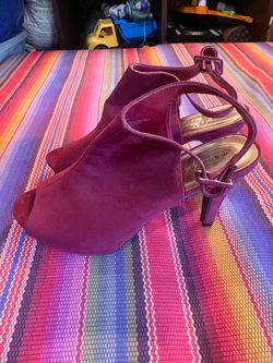 burgundy faux suede peep-toe slingback heels by Madden Girl 91/2