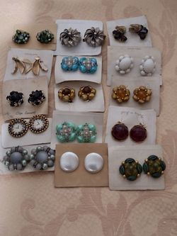 Vintage lot of 15 pair clip earrings