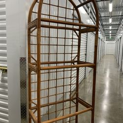 Vintage Rattan Rack With Glass Shelves