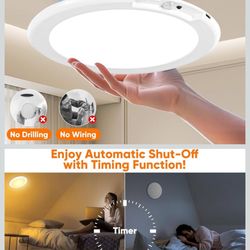 Rechargeable Motion Sensor Ceiling Light with 12 RGB Colors and Cool White Lights, Battery Operated Shower Lamp with Remote, Magnetic Motion Sensor Sh