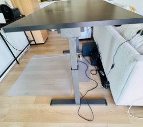 Adjustable height (power controlled) computer desk