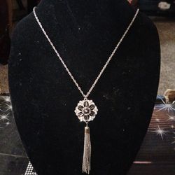 Silver and Black Necklace