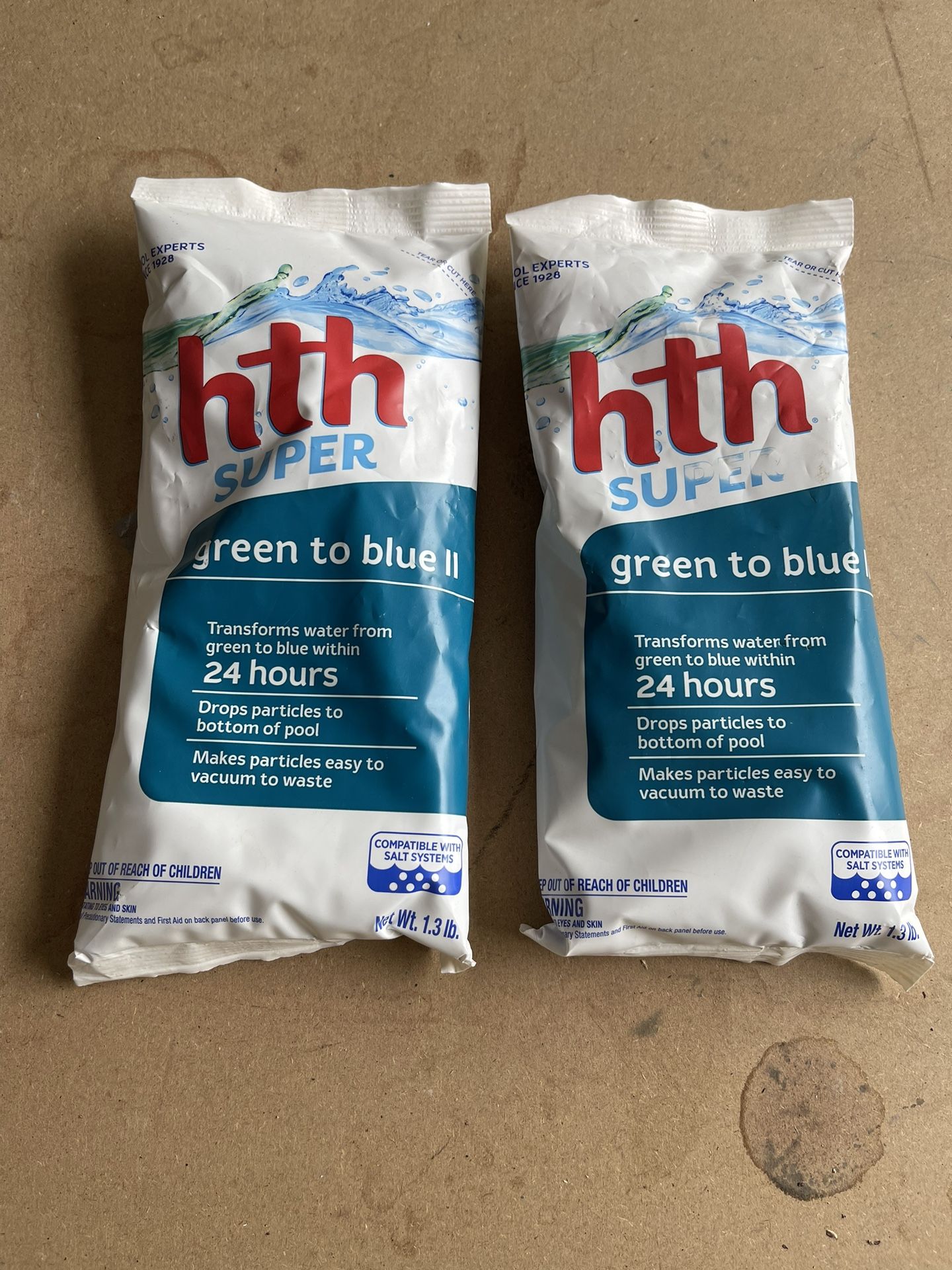 2 Packs Of Green To Blue Pool Treatment