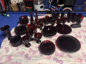 Avon ruby red antique dinner ware set