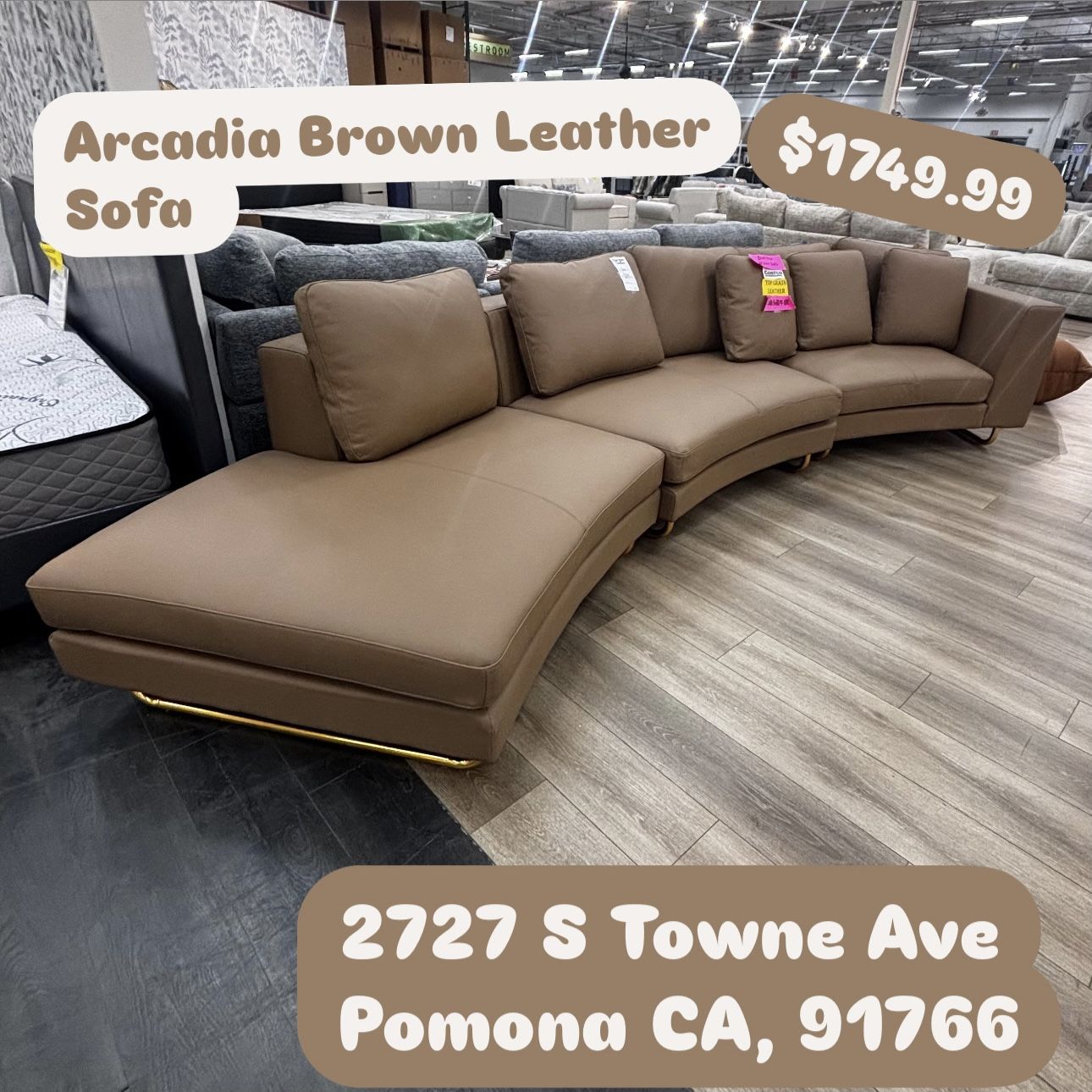Arcadia Brown Leather Sectional