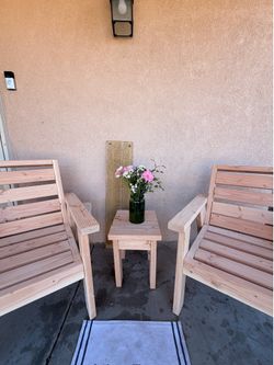 Hand crafted solid wood patio set