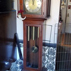 Traditional Wooden Grandfather Clock with Pendulum