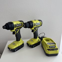 Impact and Compact drill combo set with batteries and charger