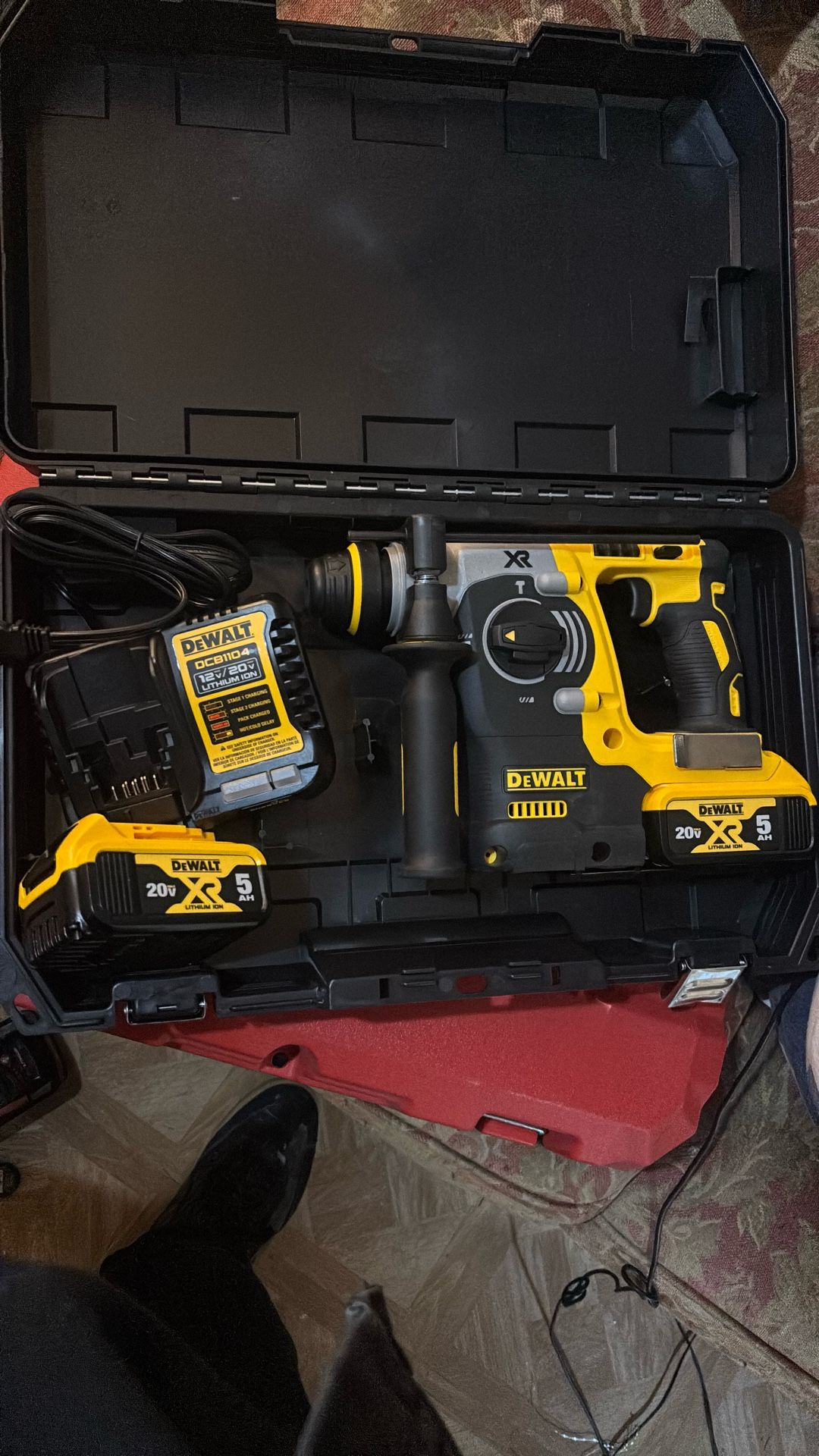 Dewalt Sds Drill - Two 5 Ah Batteries And Charger 