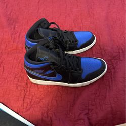 🔥 Clean Air Jordan 1 Mid [black And Blue ] Size [9)- $150 🔥 