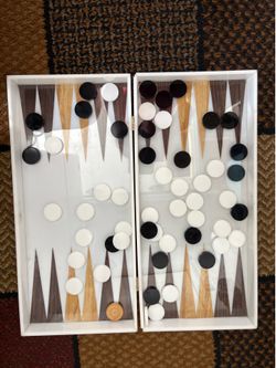 Vintage White Acrylic Backgammon Set