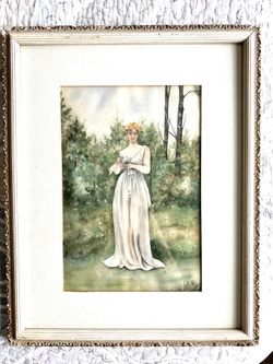 Vintage /Antique Original Watercolor Painting Framed 15.5” X 20”
