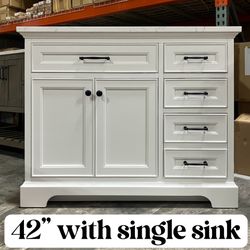 42'' Bathroom Vanity Cabinet Stone Countertop