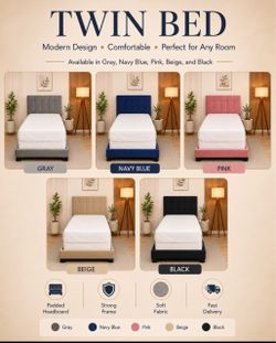 Twin Bed Frame with Padded Headboard