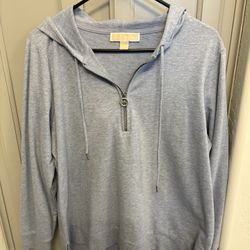 Michael Kors Blue Lightweight Quarter Zip Hoodie
