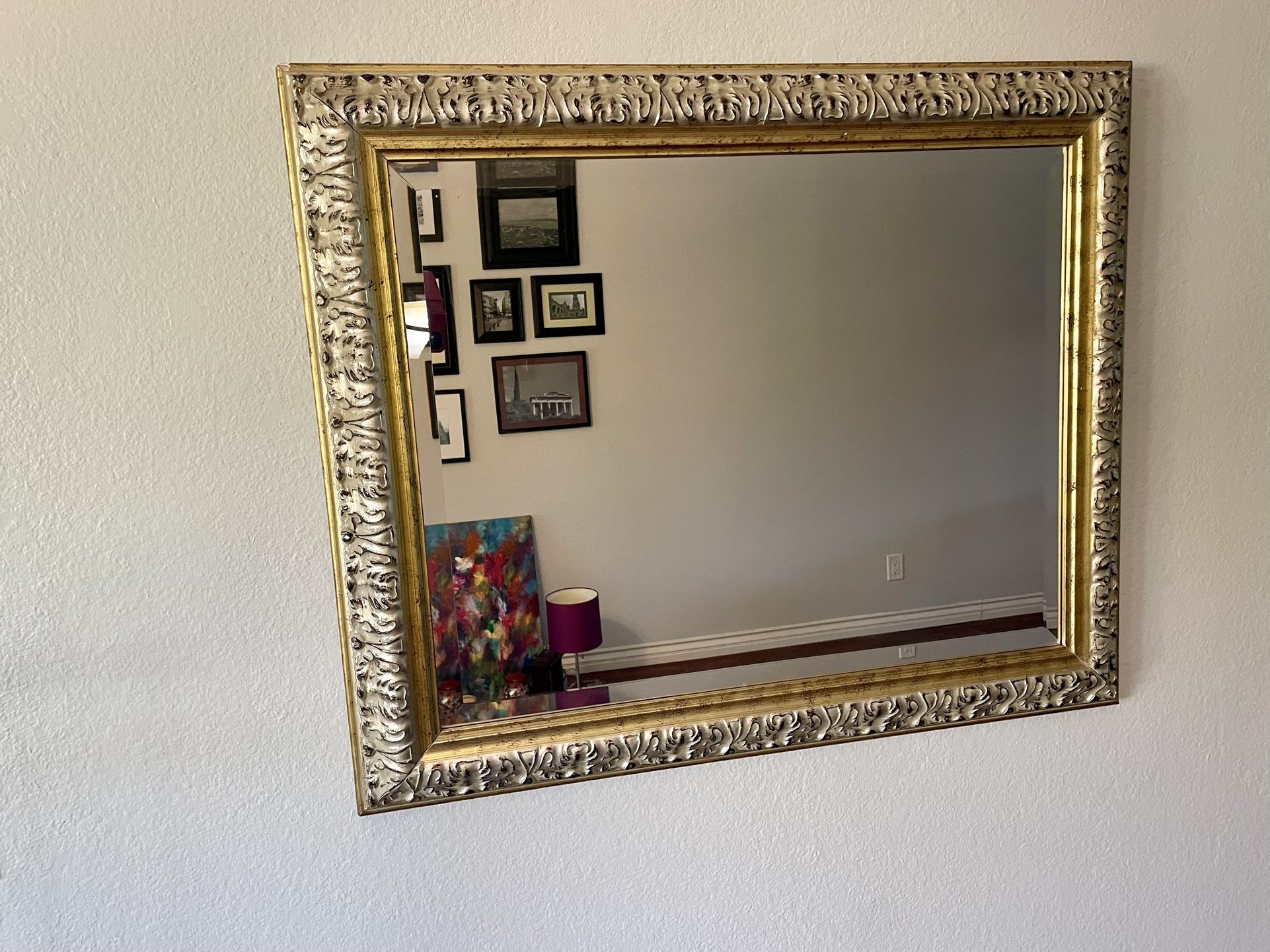 Beautiful 2-Toned Gold Frame Beveled Wall Mirror