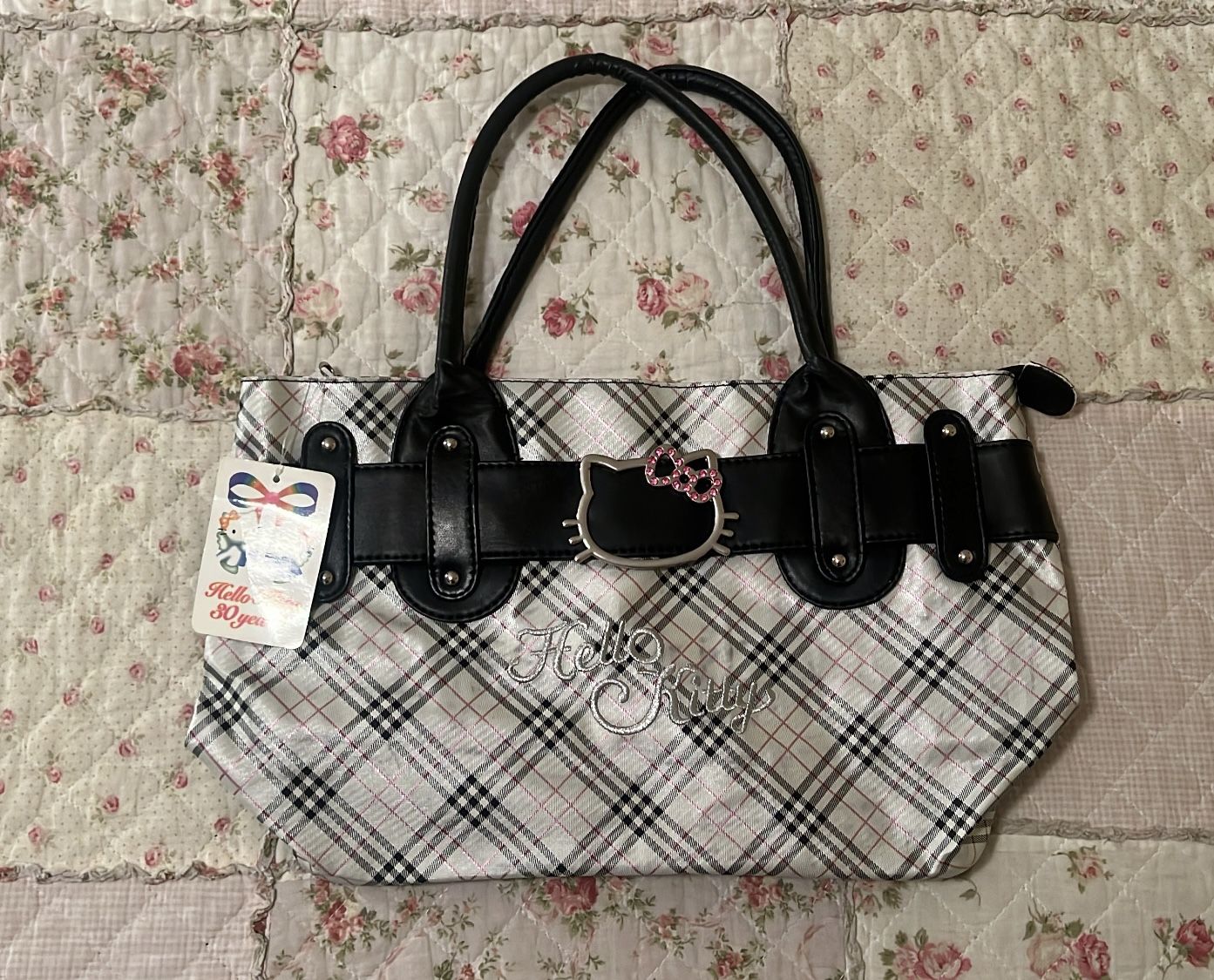vivitix hello kitty plaid purse handbag 