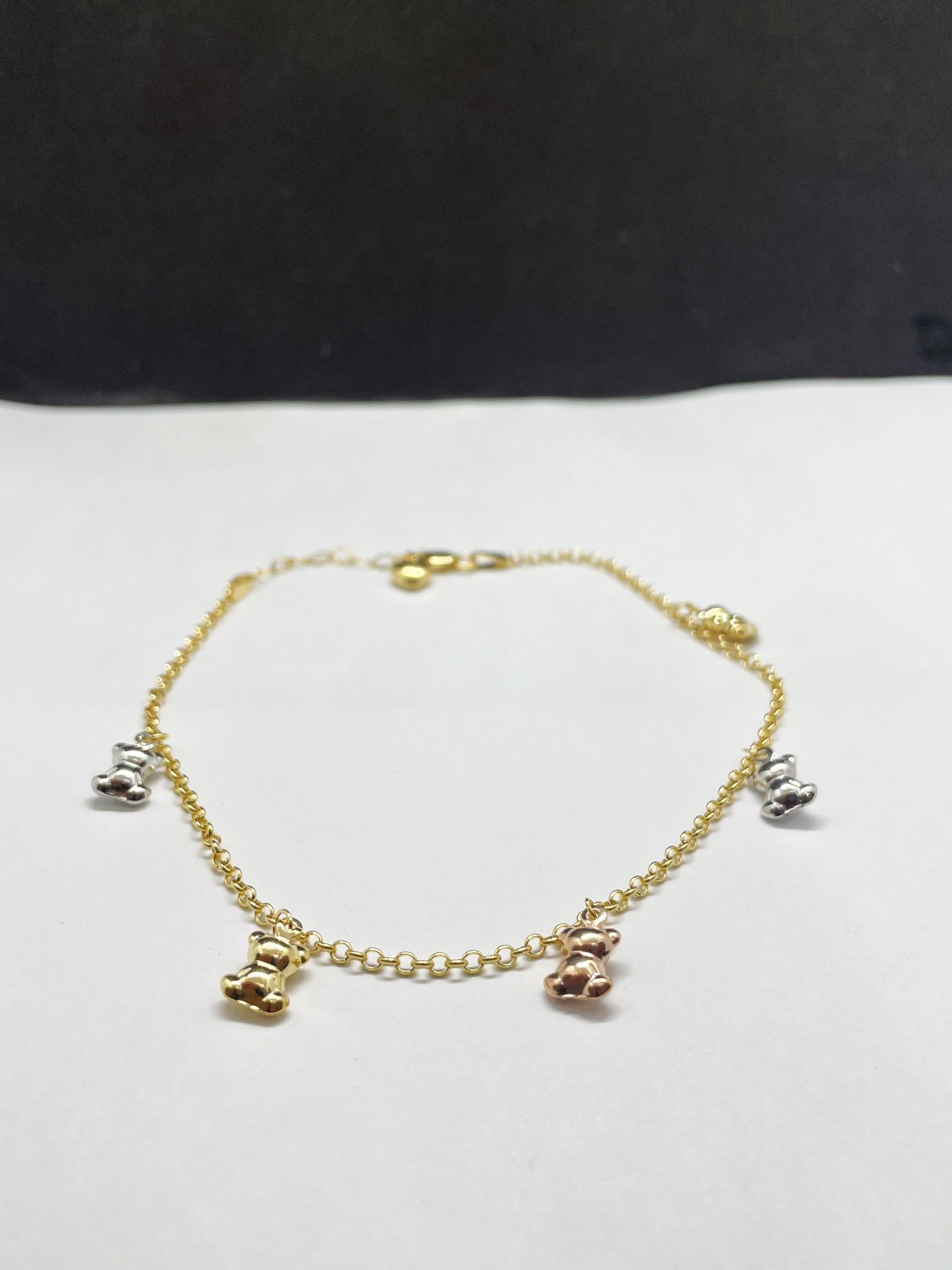14k gold anklet bracelet with bear pendants