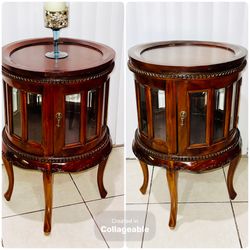 SIDE TABLES / Mahogany Dry Bar with Serving Tray .nightstand . Living Room Table (set Of 2 )end Tables 