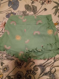 12 months Girls Green Rainbow Sun Print Shorts