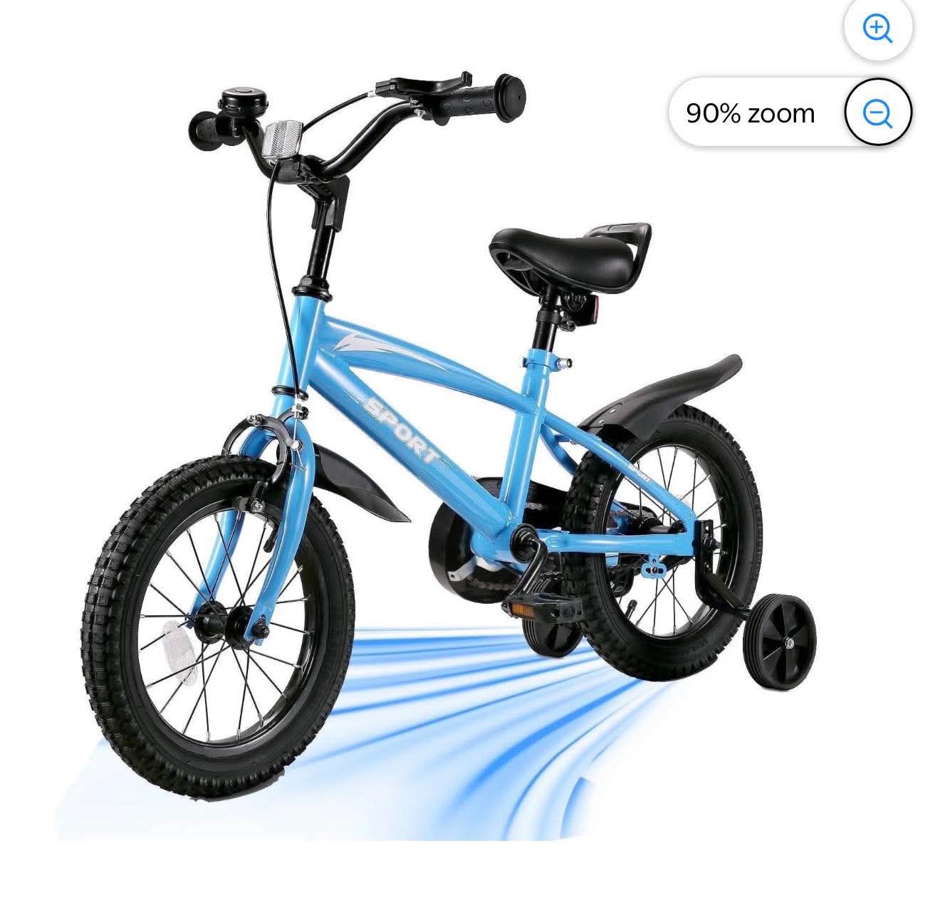 16 Inch Kids Bike Girls and Boys Blue Bike with Removable Training Wheels