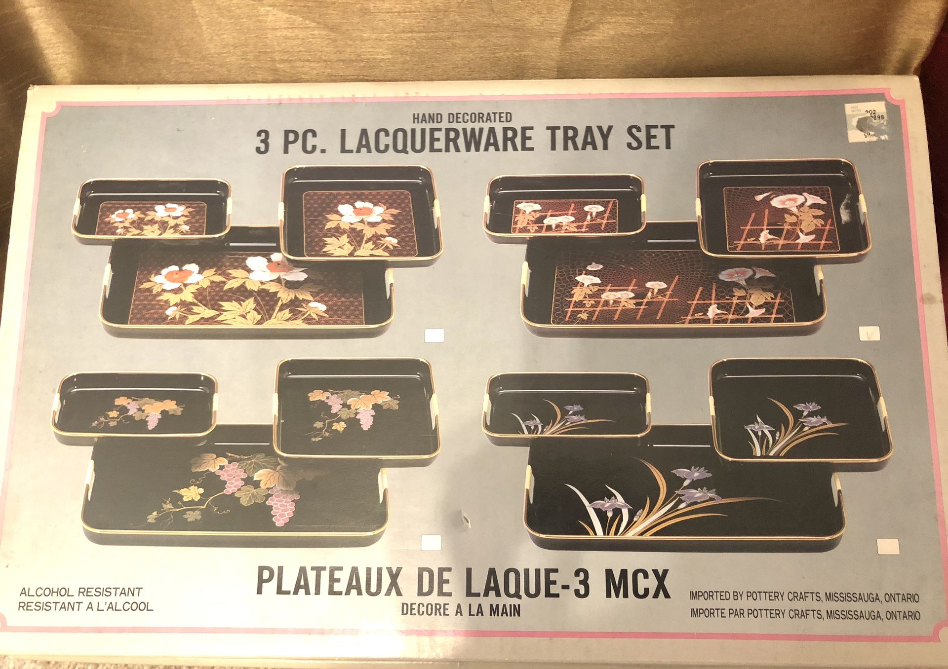 Lacquer Ware Tray Set-3pc