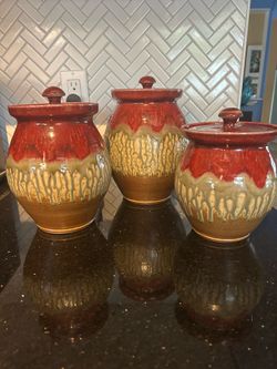 Glazed pottery canisters