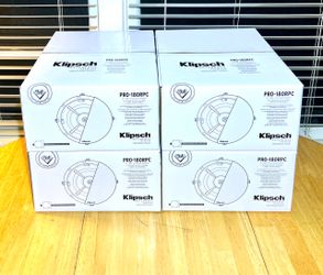 Klipsch reference premier 8 inch In ceiling speakers.  Model number  4x PRO-180RPC.  New.  Includes warranty.