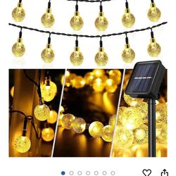 23FT 50 led solar  String Lights Outdoor Crystal Globe Lights with 8 Lighting Modes, ip65Waterproof Solar Powered Patio Lights for Garden Yard Porch W