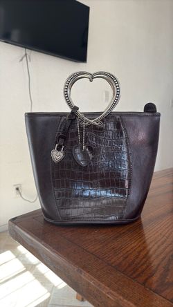 Brown bag with Silver Heart Handle