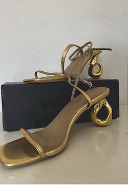 Gold Strappy Heeled Sandals