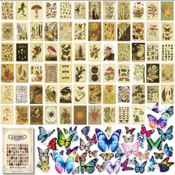Vintage Wall Collage Kit Botanical Illustration Tarot Aesthetic Pictures, Vintage Style Art Print Photo Collection for Teen boy girl Home Living Room 