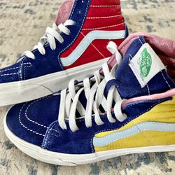 Vans Sk8 High Tops Multi Color Sk8 board Shoe Size 7.5 Women!!