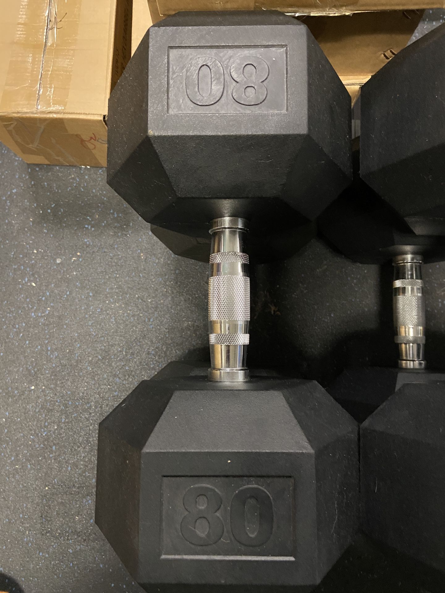80lb Rubber Hexagon Dumbbell Pair