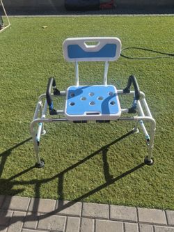 Sliding Tub Transfer Bench with Arms and Back, 500lbs &