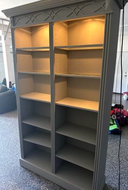 Grey Bookcase lighted Display