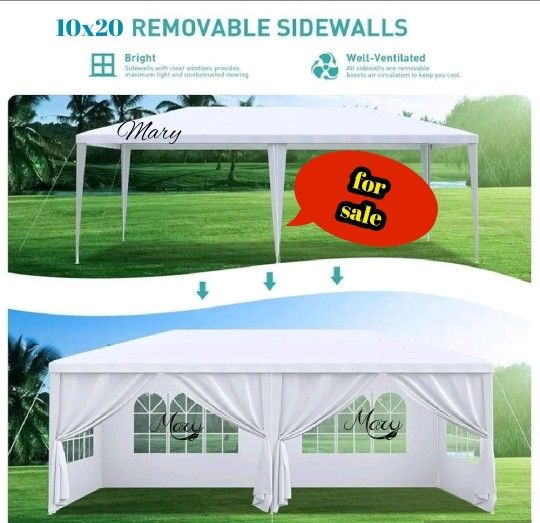 10x20  Canopy with 6 Sidewalls and Windows, Outdoor Instant Canopy Tent for Parties